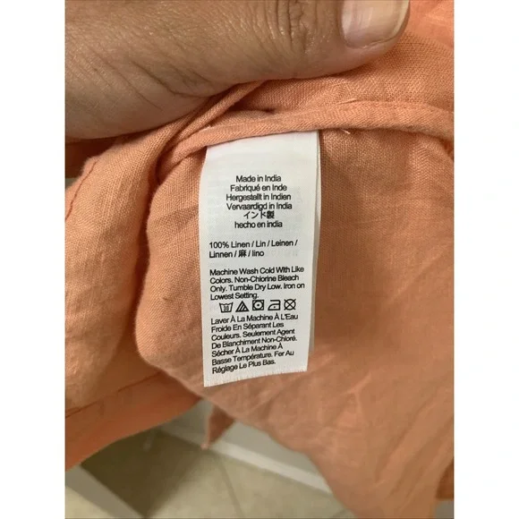 J Crew Shirt Dress 100% Linen Short Sleeve Button Up Relaxed Fit Pockets Sz M - Picture 5 of 5